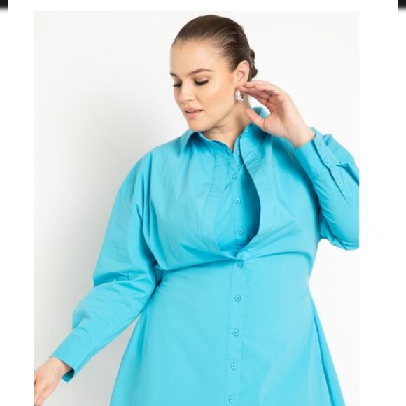 Eloquii Poplin Twofer Shirtdress Horizon Blue 24 - Picture 3 of 10